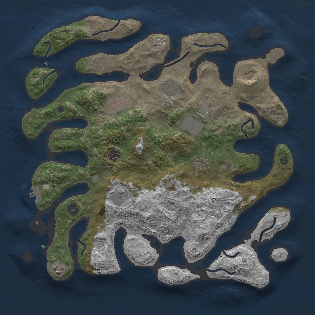 Rust Map: Procedural Map, Size: 4000, Seed: 39852587, 13 Monuments