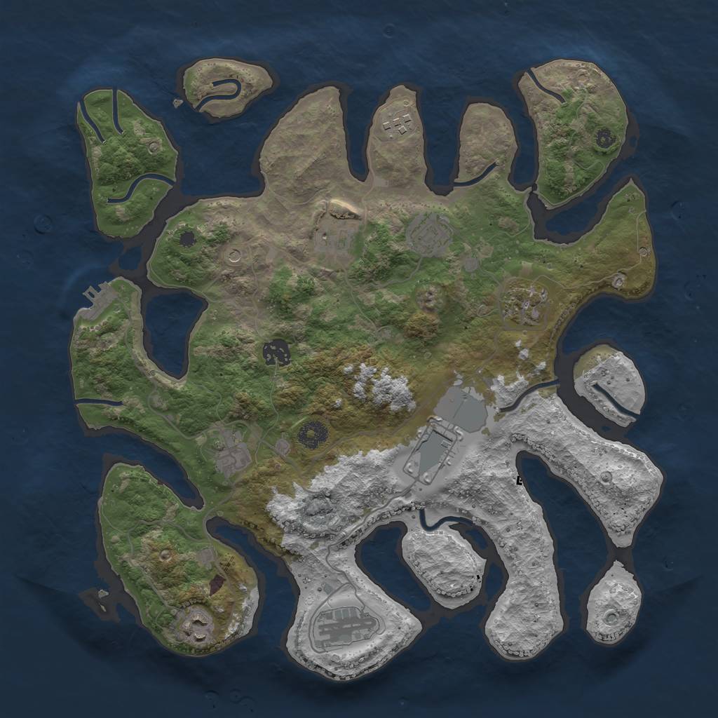 Rust Map: Procedural Map, Size: 3750, Seed: 2015359891, 13 Monuments