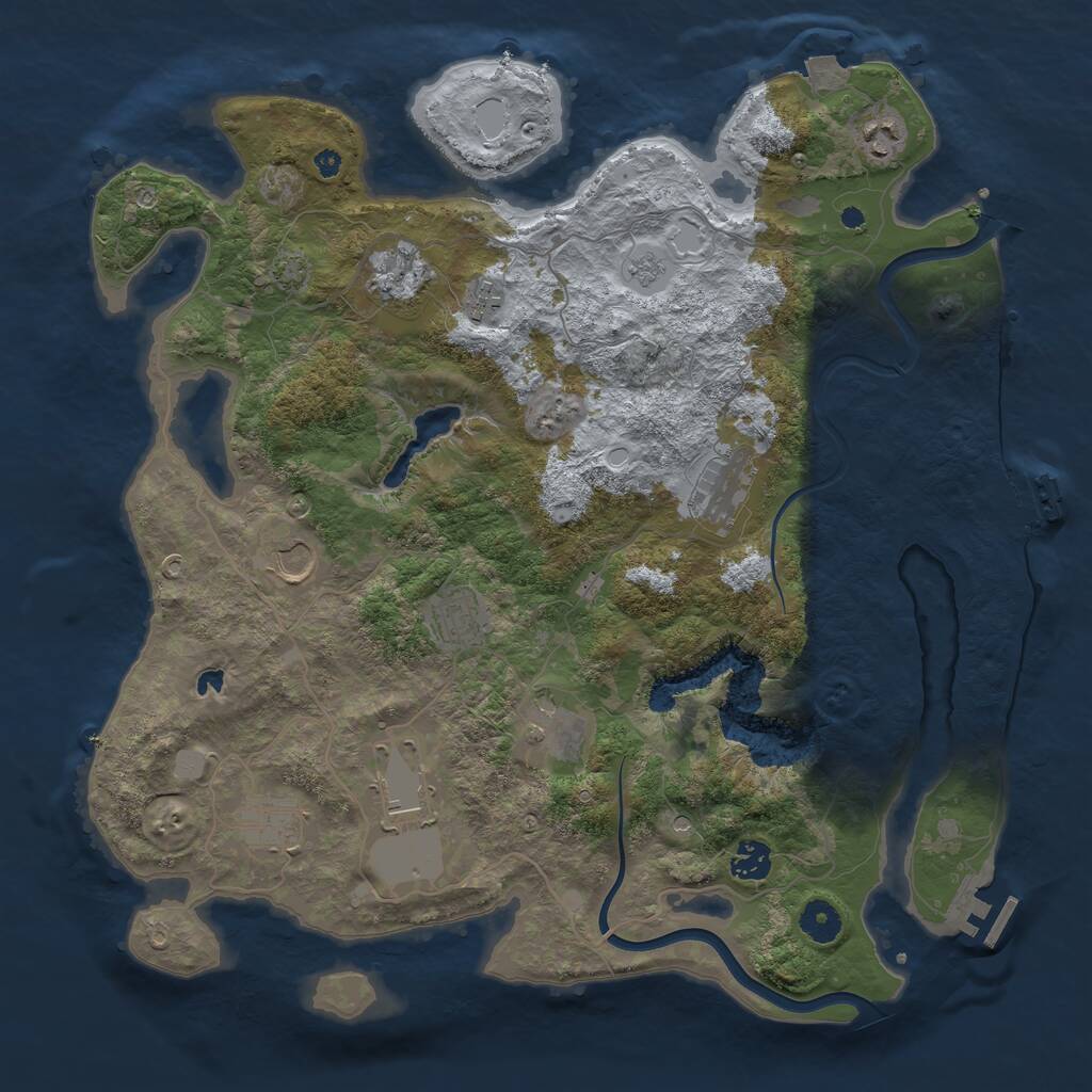 Rust Map: Procedural Map, Size: 4000, Seed: 81673429, 16 Monuments