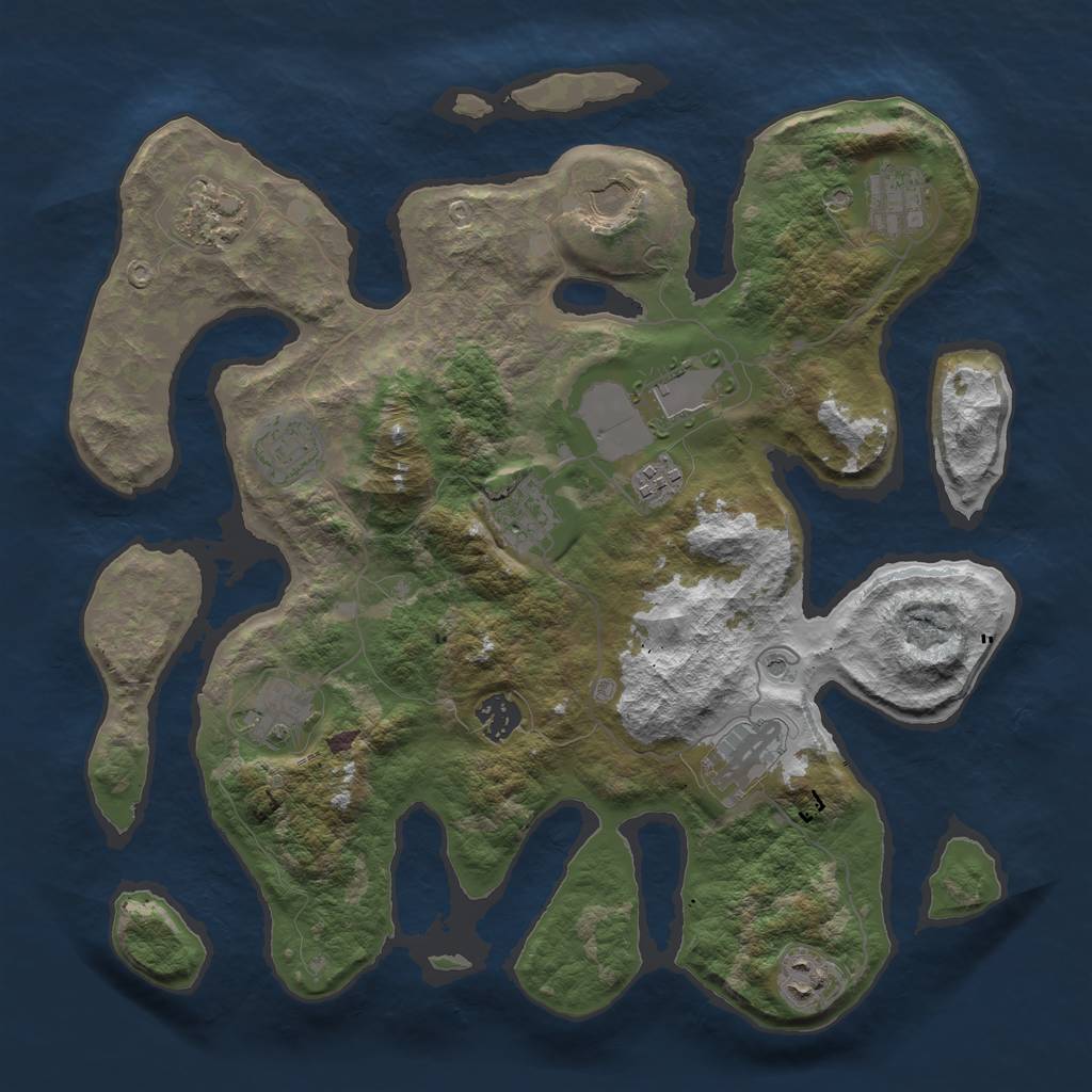 Rust Map: Barren, Size: 3700, Seed: 1486224544, 14 Monuments