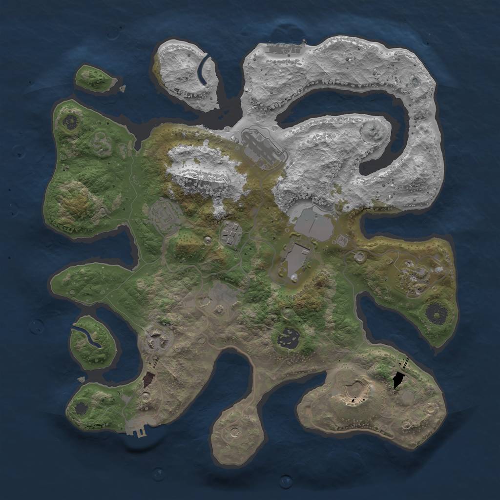 Rust Map: Procedural Map, Size: 3500, Seed: 1899496717, 14 Monuments