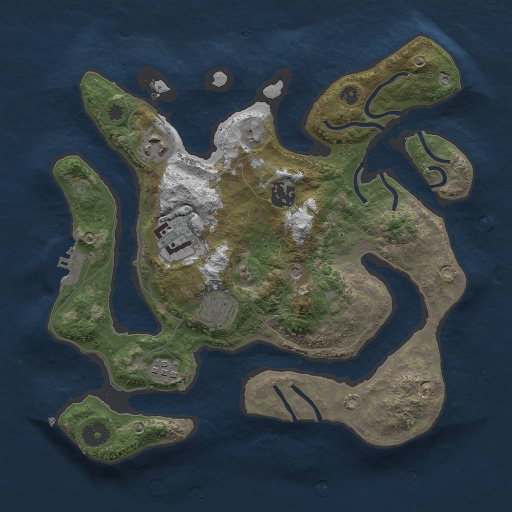 Rust Map: Procedural Map, Size: 3000, Seed: 23877, 9 Monuments