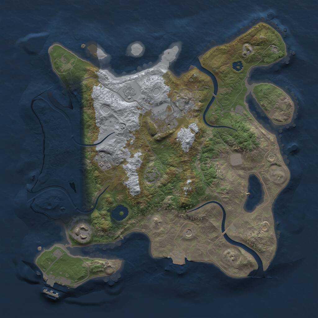 Rust Map: Procedural Map, Size: 3000, Seed: 23877, 8 Monuments