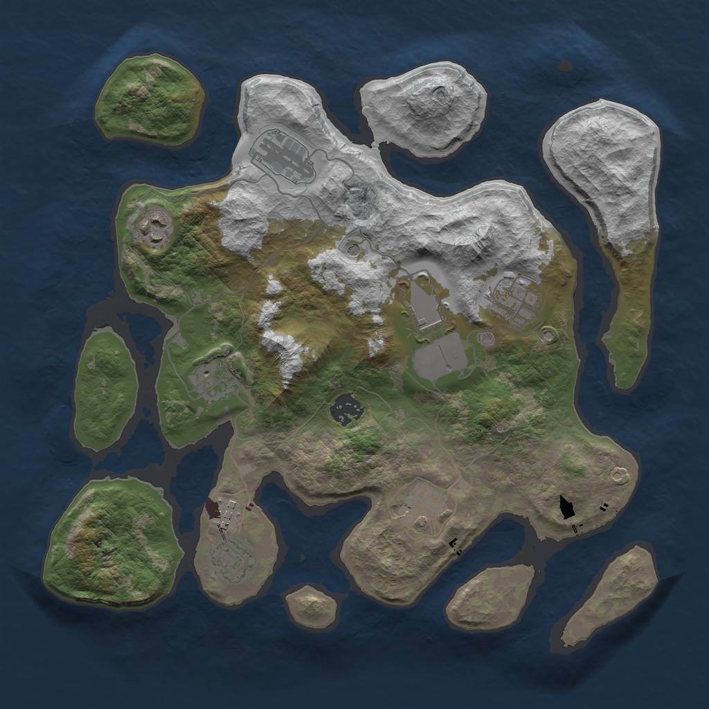 Rust Map: Barren, Size: 3500, Seed: 1807588660, 12 Monuments