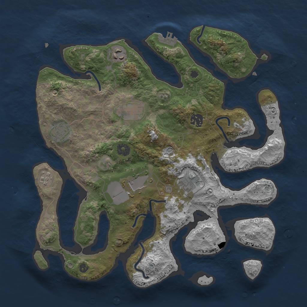 Rust Map: Procedural Map, Size: 3500, Seed: 2387456, 11 Monuments