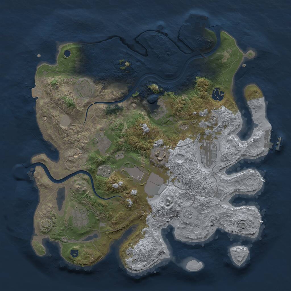 Rust Map: Procedural Map, Size: 3500, Seed: 2387456, 15 Monuments