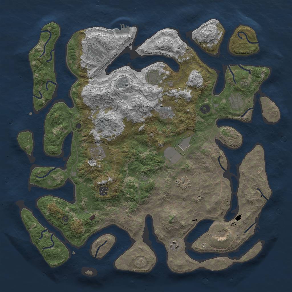 Rust Map: Procedural Map, Size: 4500, Seed: 1185266104, 15 Monuments