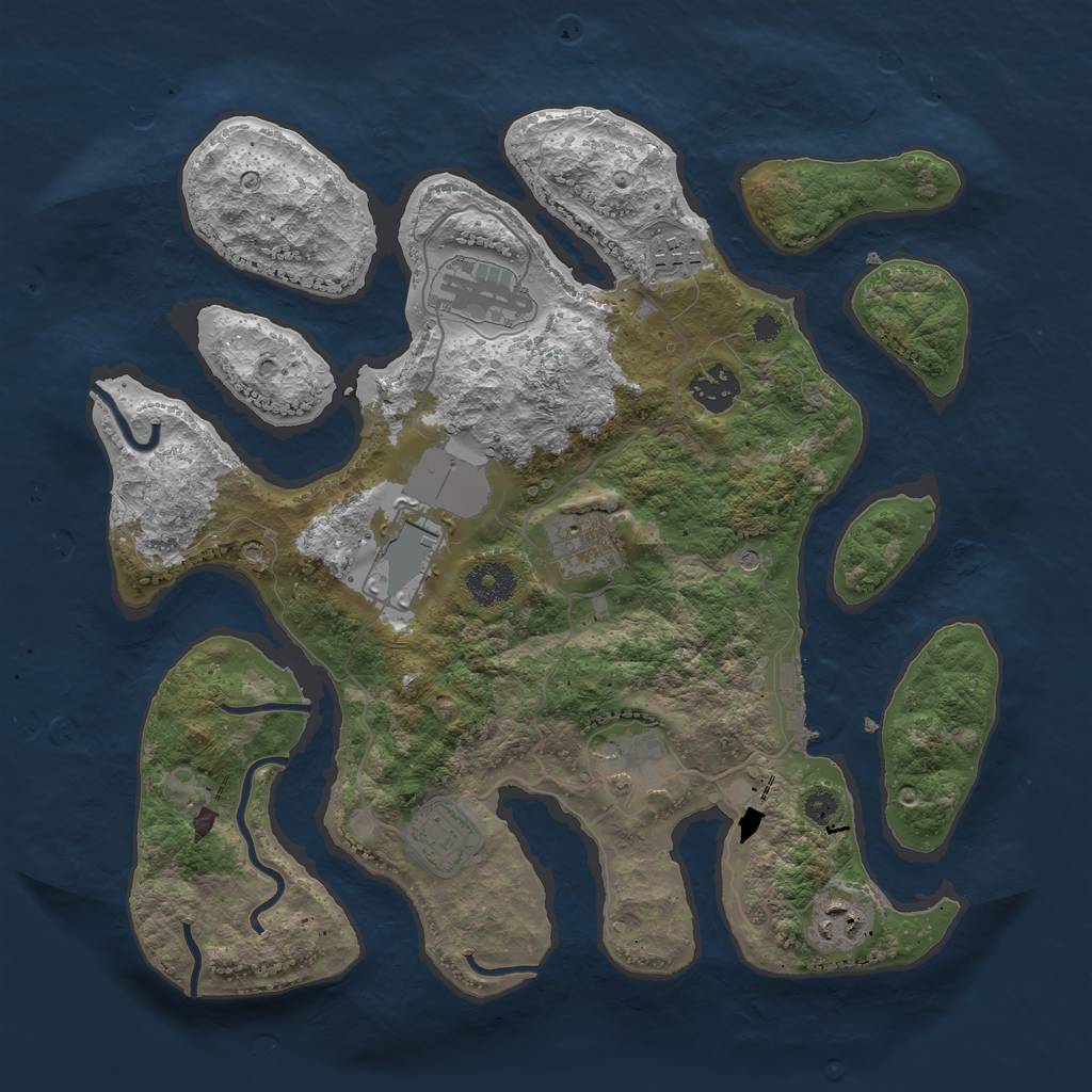 Rust Map: Procedural Map, Size: 3500, Seed: 771, 12 Monuments