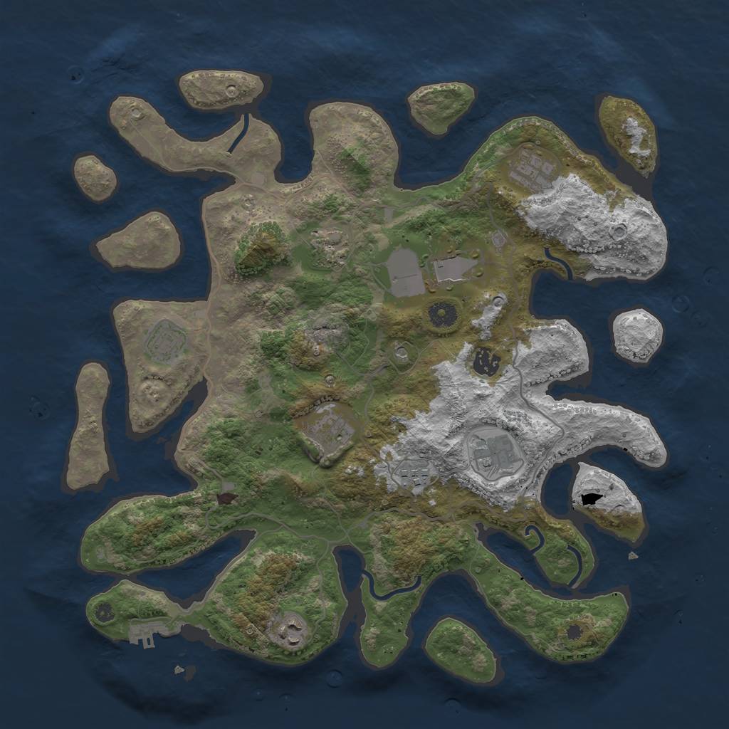 Rust Map: Procedural Map, Size: 4000, Seed: 497999, 13 Monuments