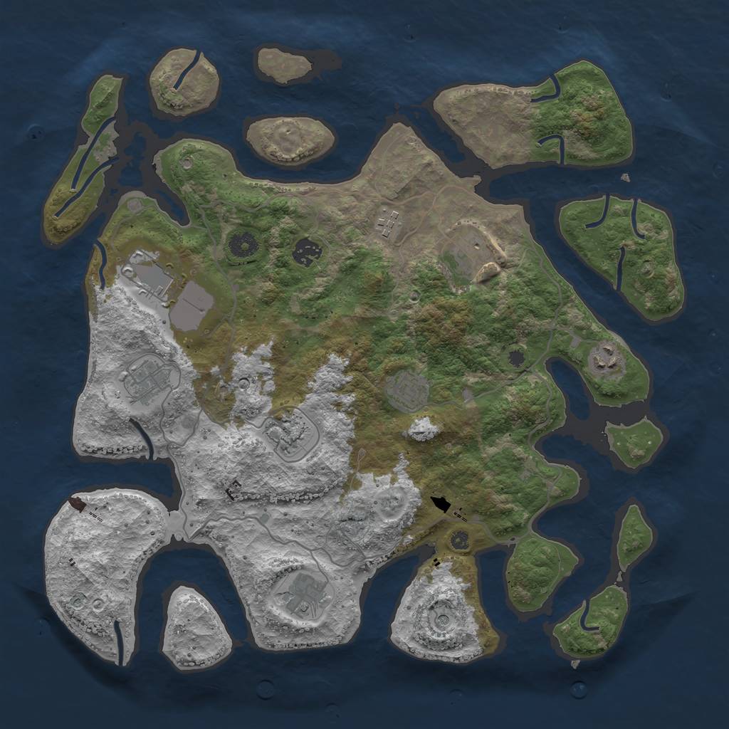 Rust Map: Procedural Map, Size: 4000, Seed: 253356, 12 Monuments