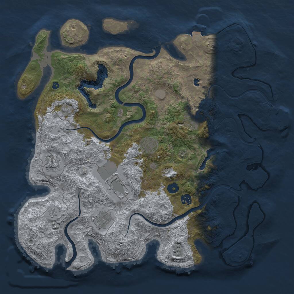 Rust Map: Procedural Map, Size: 4000, Seed: 253356, 11 Monuments