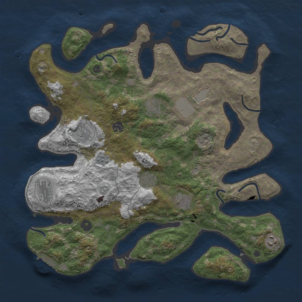 Rust Map: Procedural Map, Size: 4000, Seed: 4341558, 13 Monuments