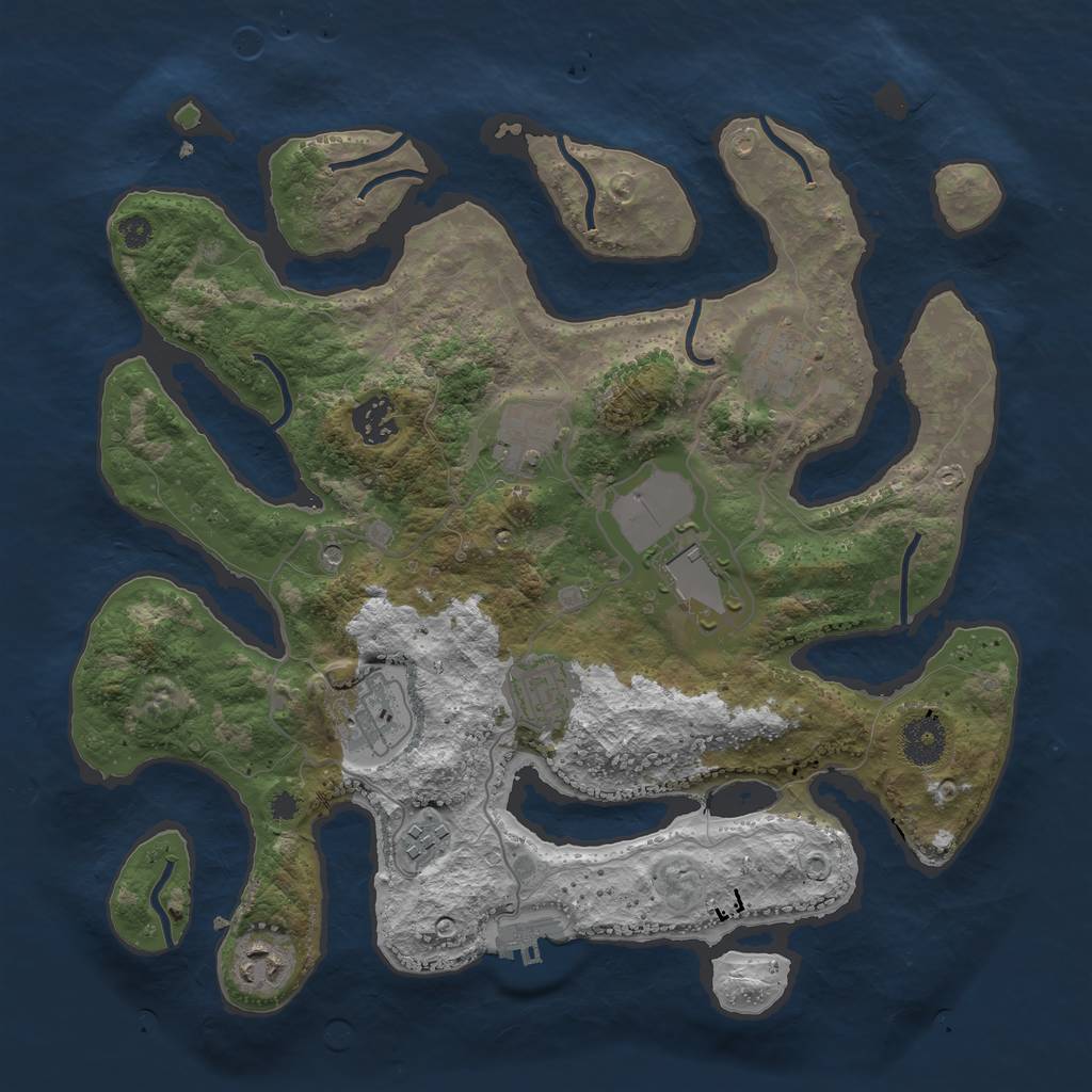 Rust Map: Procedural Map, Size: 3500, Seed: 92828, 12 Monuments