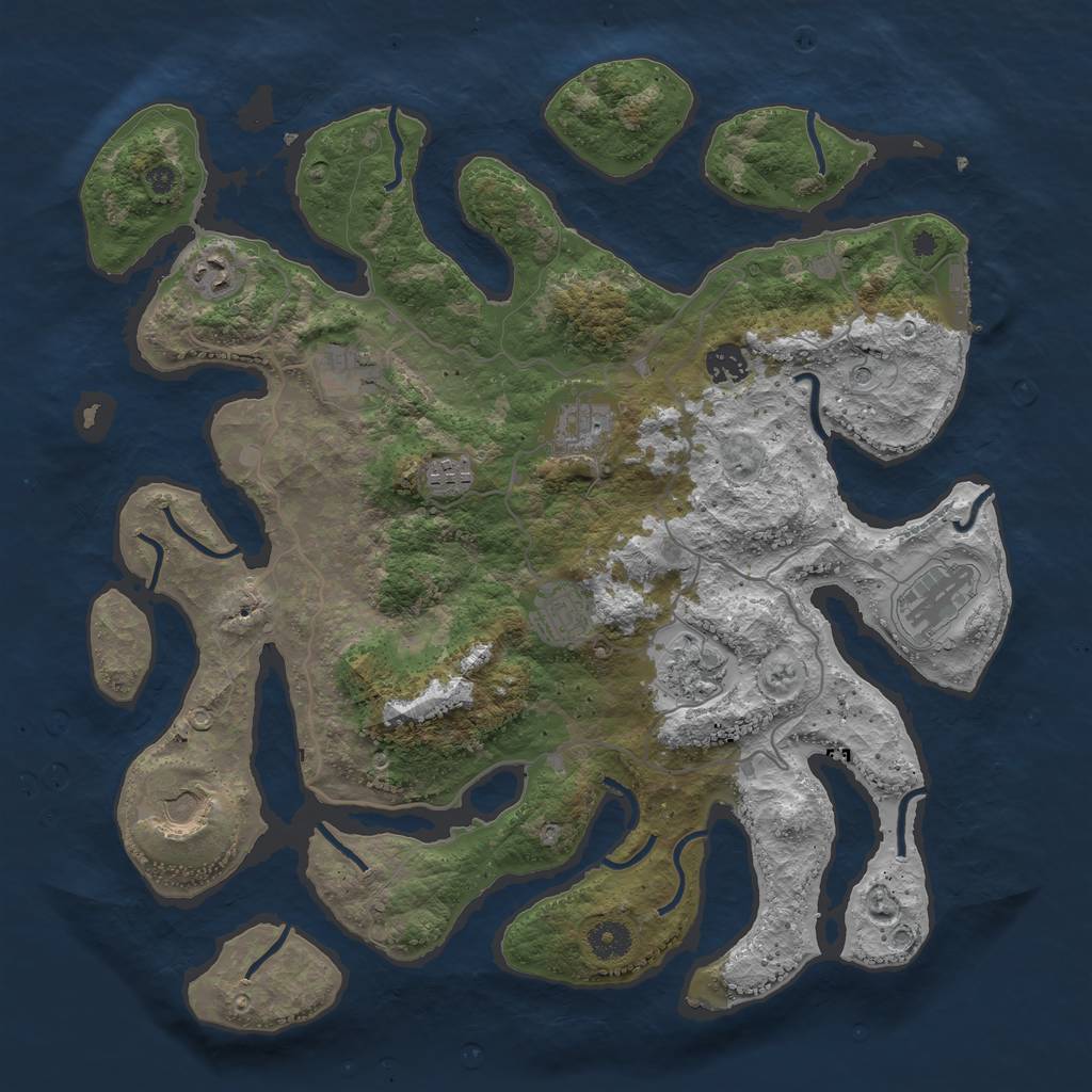 Rust Map: Procedural Map, Size: 4000, Seed: 692713, 13 Monuments