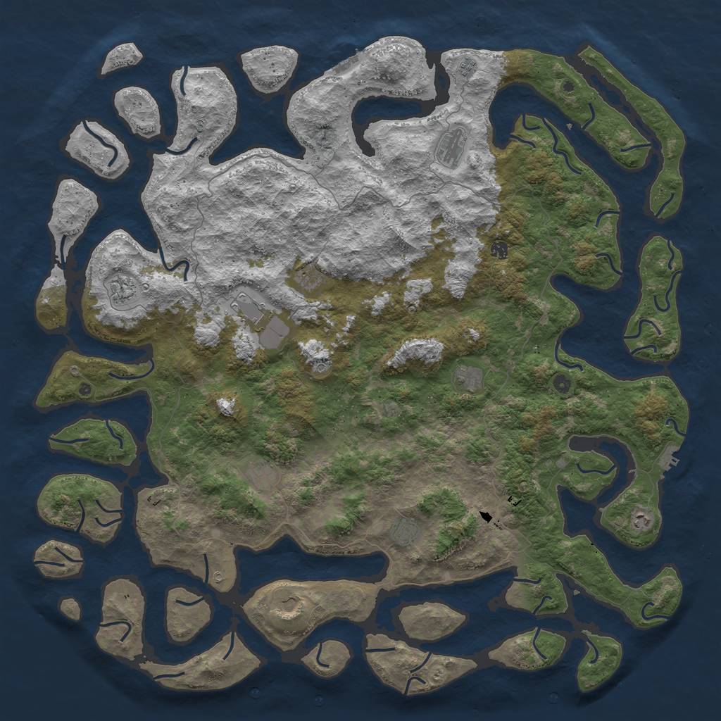 Rust Map: Procedural Map, Size: 6000, Seed: 2102693551, 16 Monuments