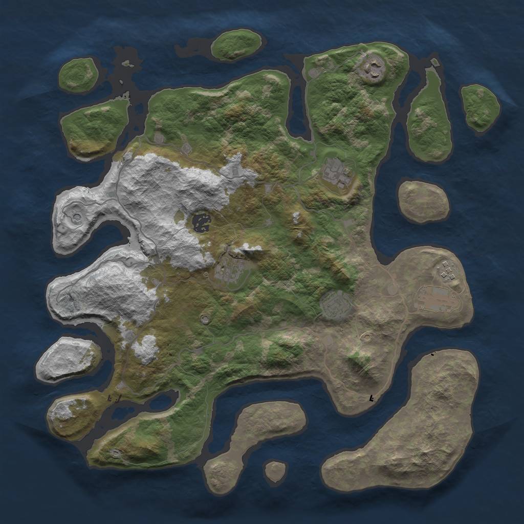 Rust Map: Barren, Size: 4000, Seed: 6, 10 Monuments