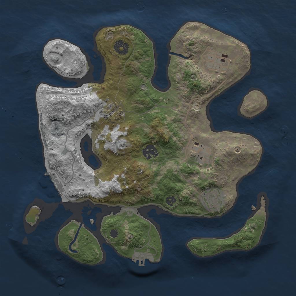 Rust Map: Procedural Map, Size: 3000, Seed: 1312929514, 9 Monuments