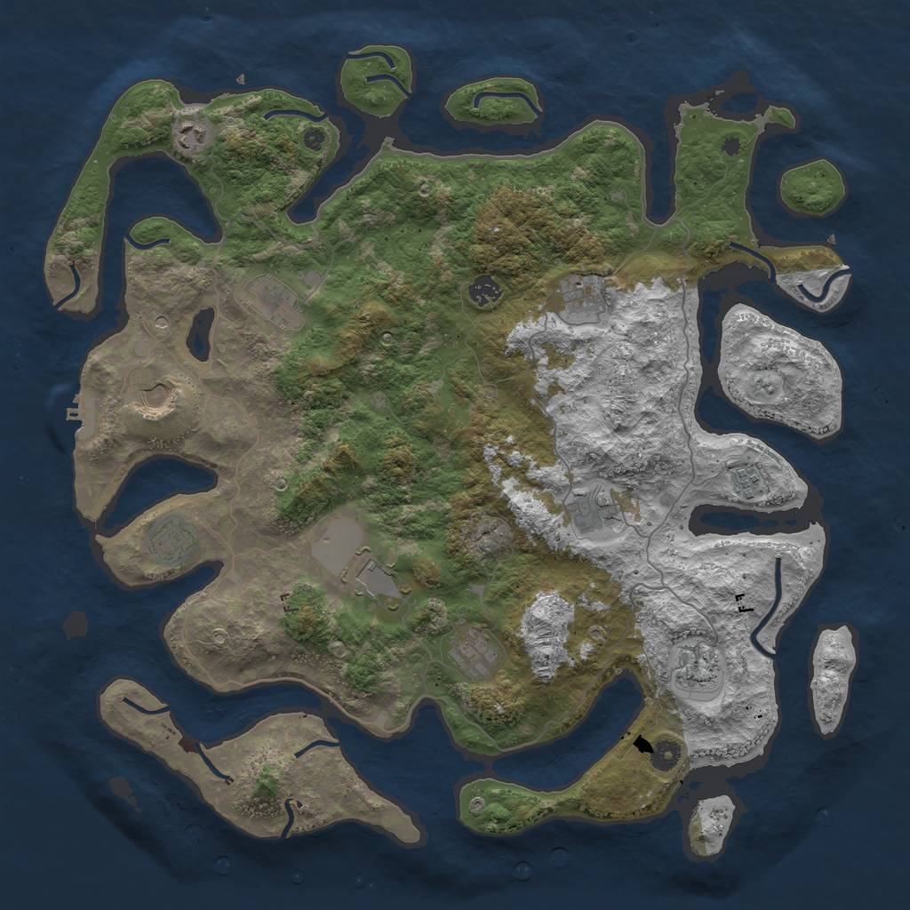 Rust Map: Procedural Map, Size: 4500, Seed: 487410, 15 Monuments