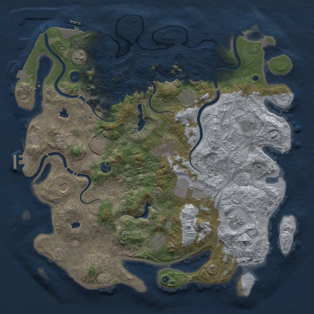 Rust Map: Procedural Map, Size: 4500, Seed: 487410, 17 Monuments