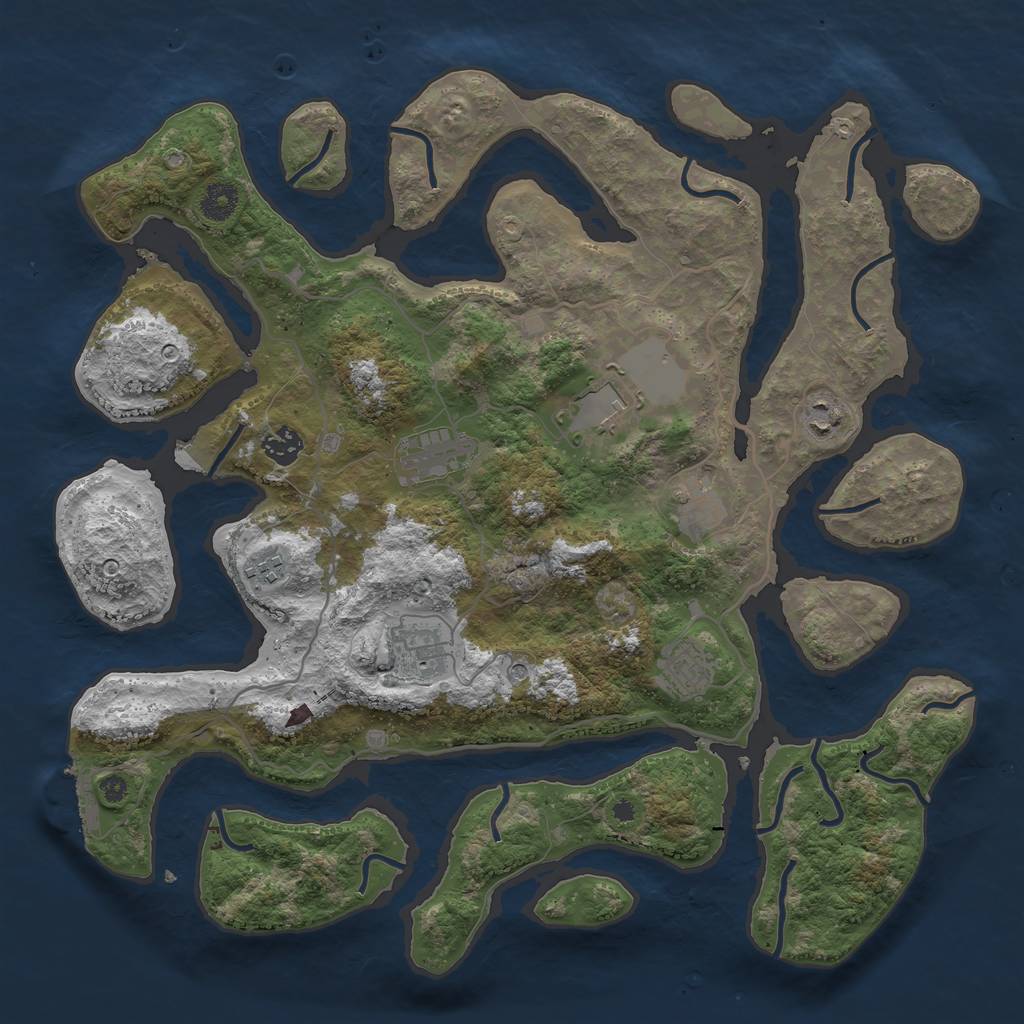 Rust Map: Procedural Map, Size: 4000, Seed: 600972, 12 Monuments