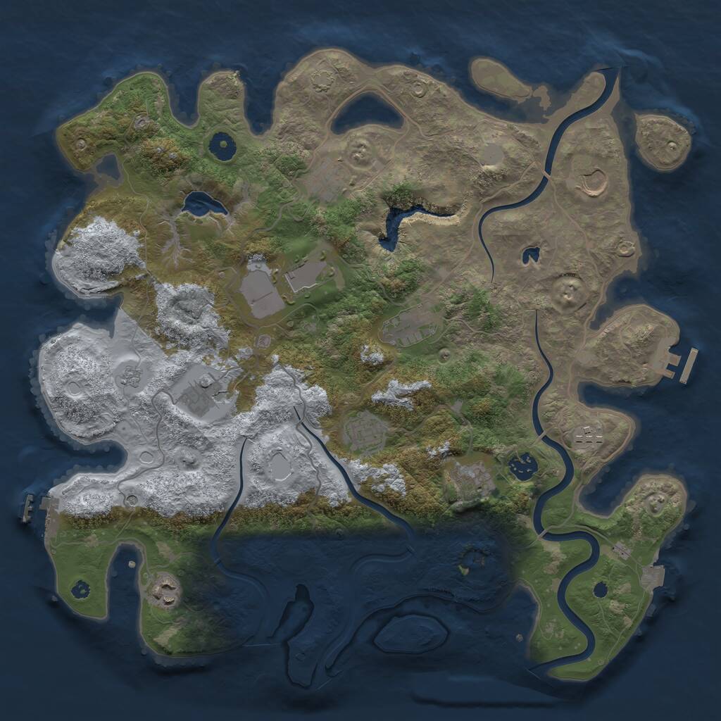 Rust Map: Procedural Map, Size: 4000, Seed: 600972, 16 Monuments