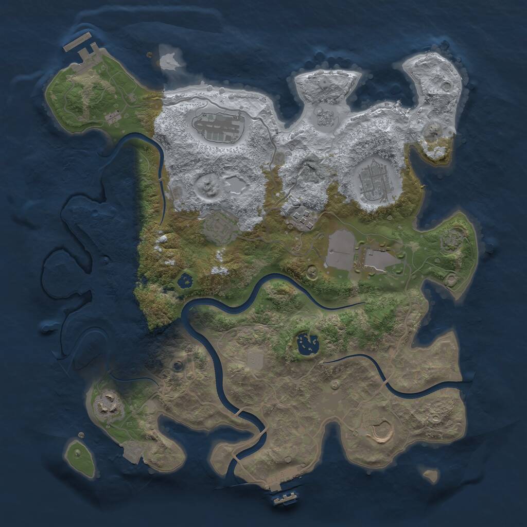 Rust Map: Procedural Map, Size: 3500, Seed: 1043001194, 14 Monuments