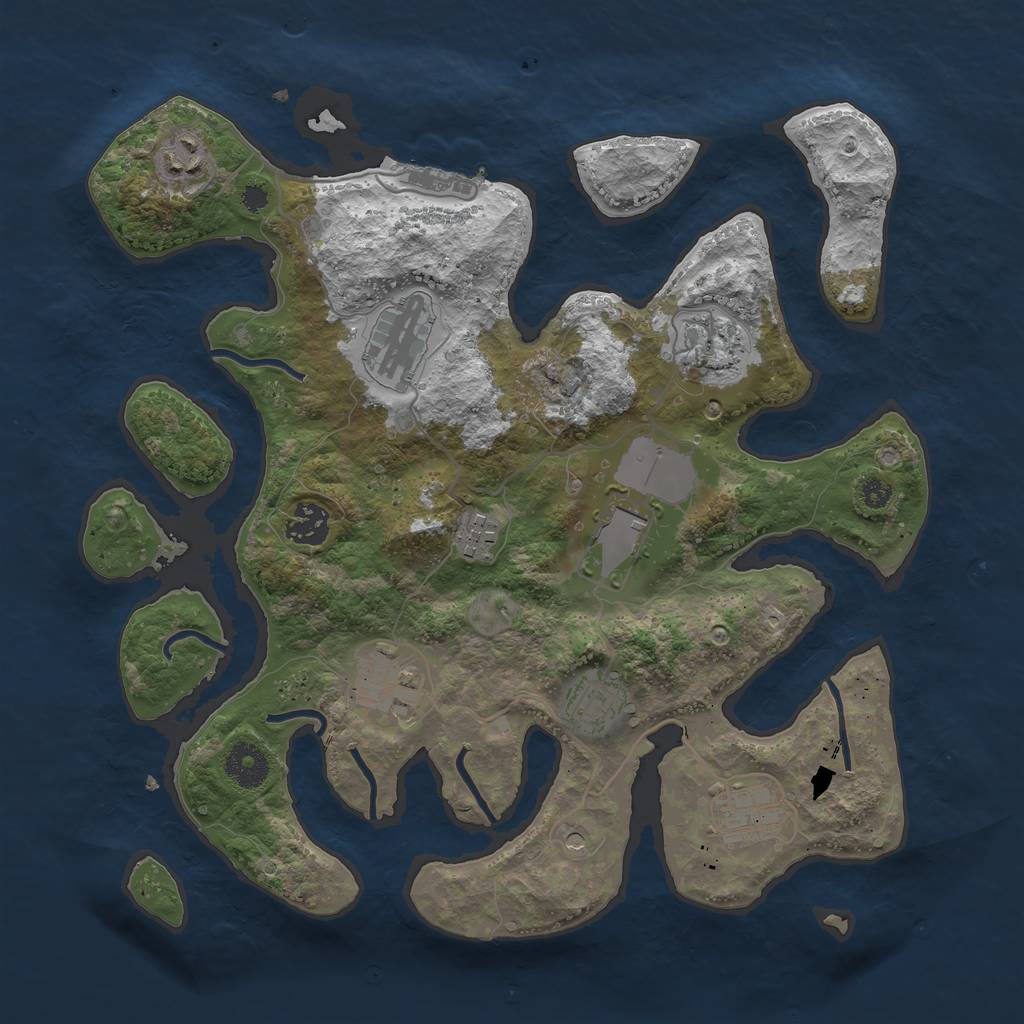 Rust Map: Procedural Map, Size: 3500, Seed: 1043001194, 13 Monuments