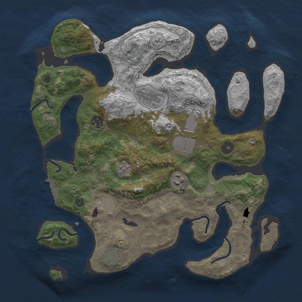 Rust Map: Procedural Map, Size: 3600, Seed: 216014266, 11 Monuments