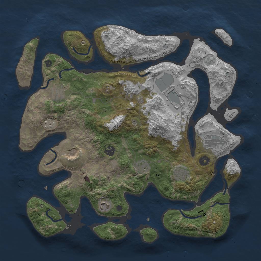 Rust Map: Procedural Map, Size: 3800, Seed: 544975369, 13 Monuments