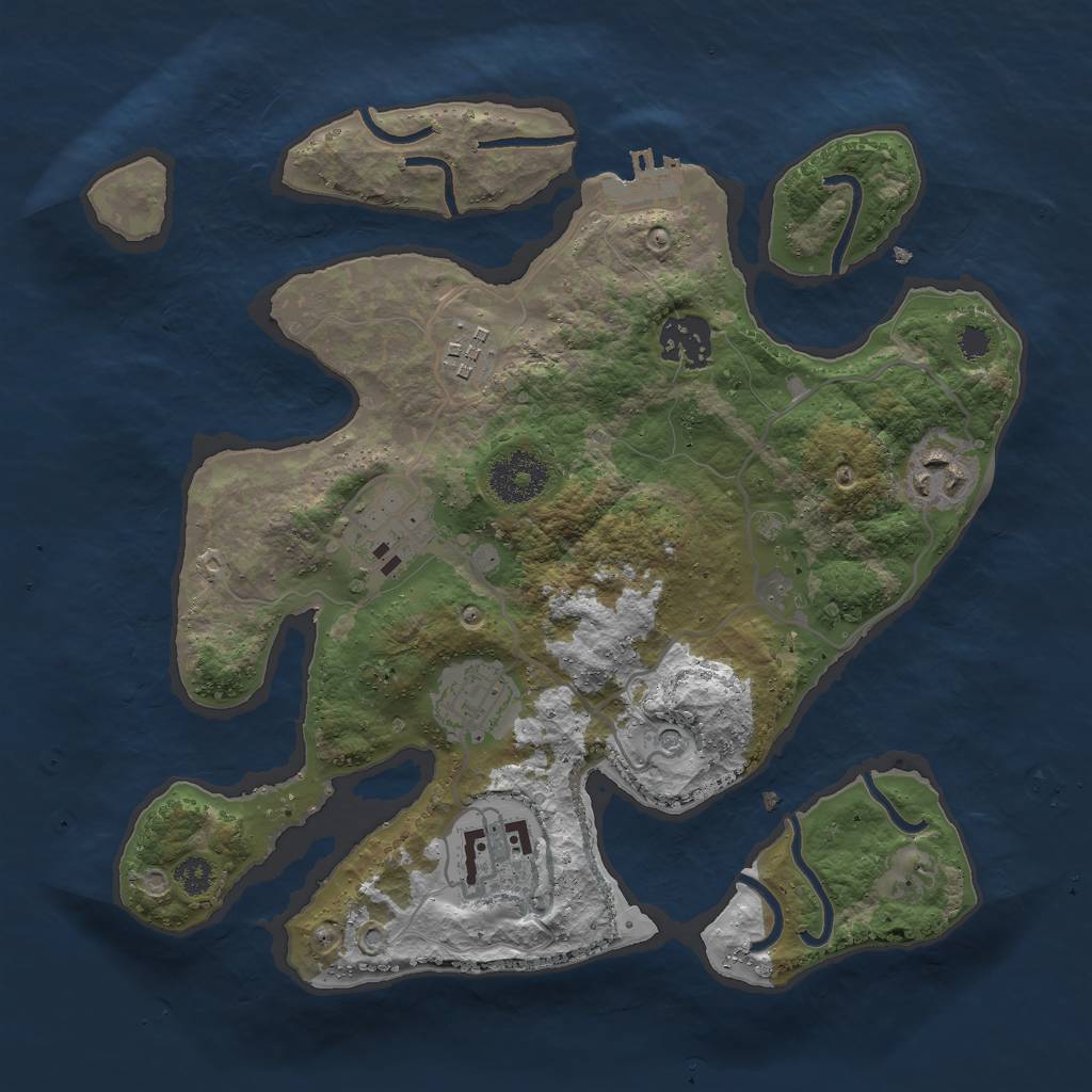 Rust Map: Procedural Map, Size: 3000, Seed: 1988174633, 10 Monuments