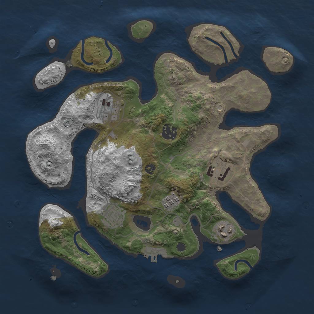 Rust Map: Procedural Map, Size: 3000, Seed: 763819, 9 Monuments