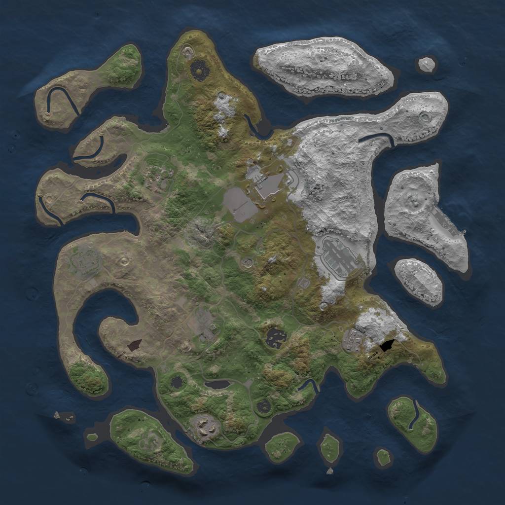 Rust Map: Procedural Map, Size: 3750, Seed: 329107223, 12 Monuments