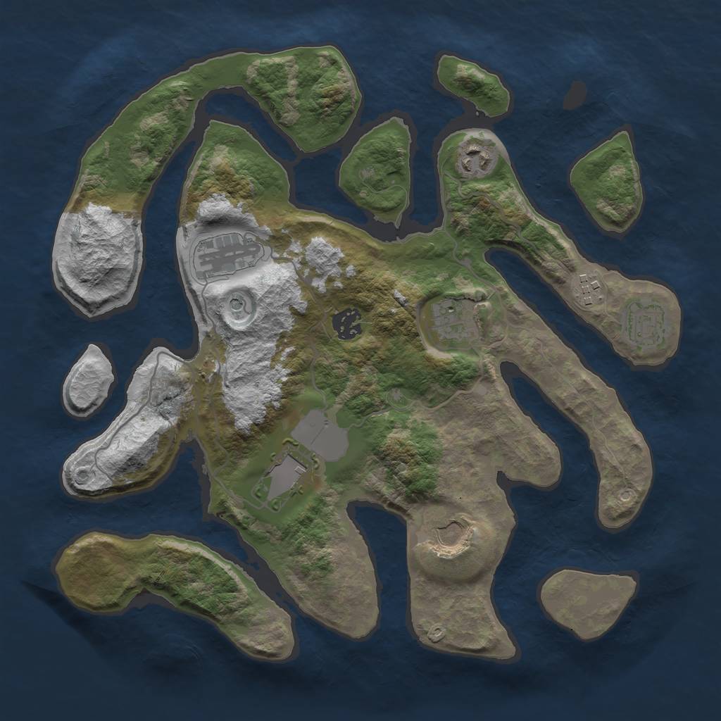 Rust Map: Barren, Size: 3500, Seed: 8049731, 11 Monuments