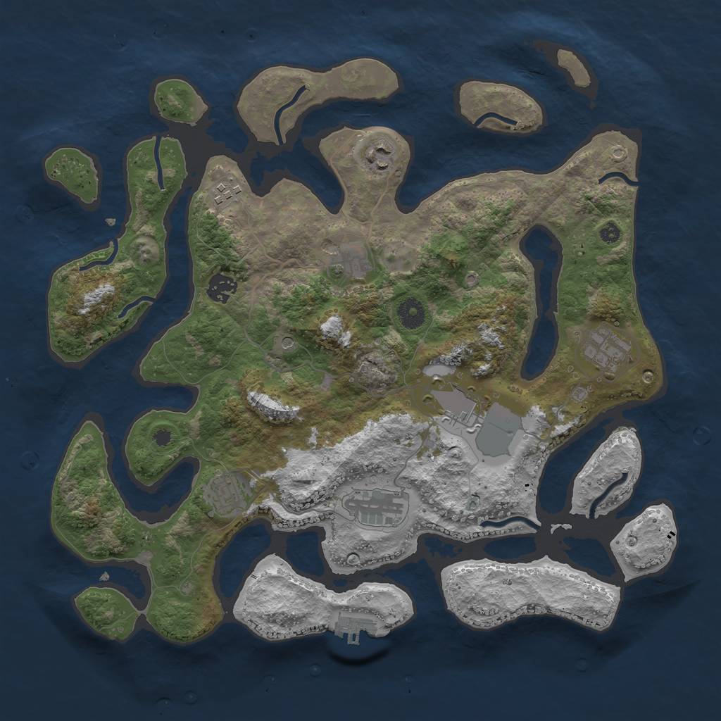 Rust Map: Procedural Map, Size: 3750, Seed: 1402460806, 12 Monuments