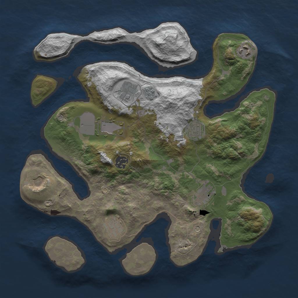 Rust Map: Barren, Size: 3500, Seed: 1512989303, 12 Monuments