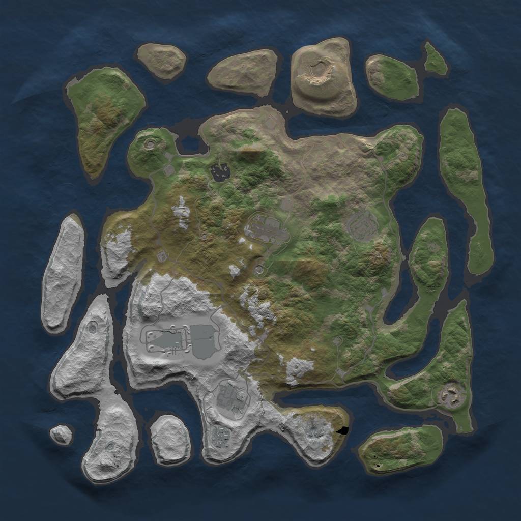 Rust Map: Barren, Size: 4000, Seed: 154, 11 Monuments