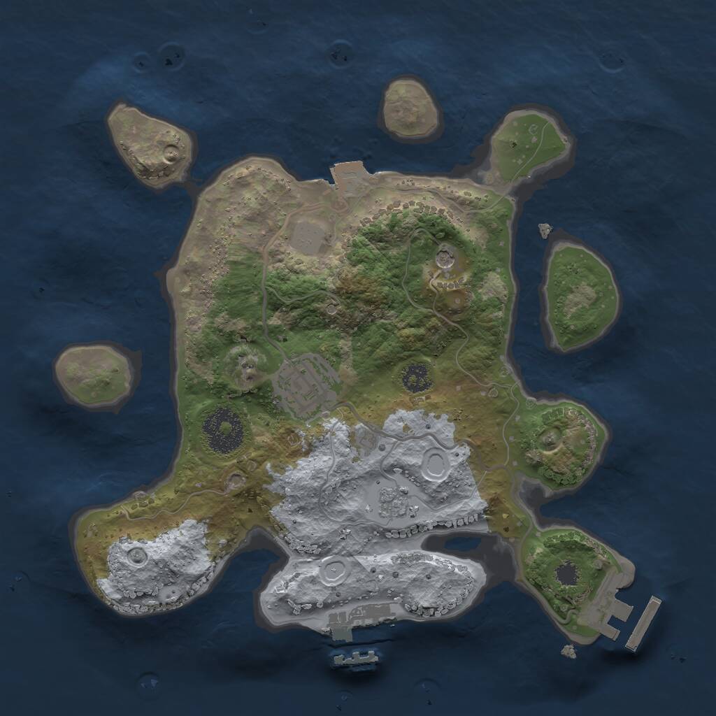 Rust Map: Procedural Map, Size: 2500, Seed: 23721, 6 Monuments