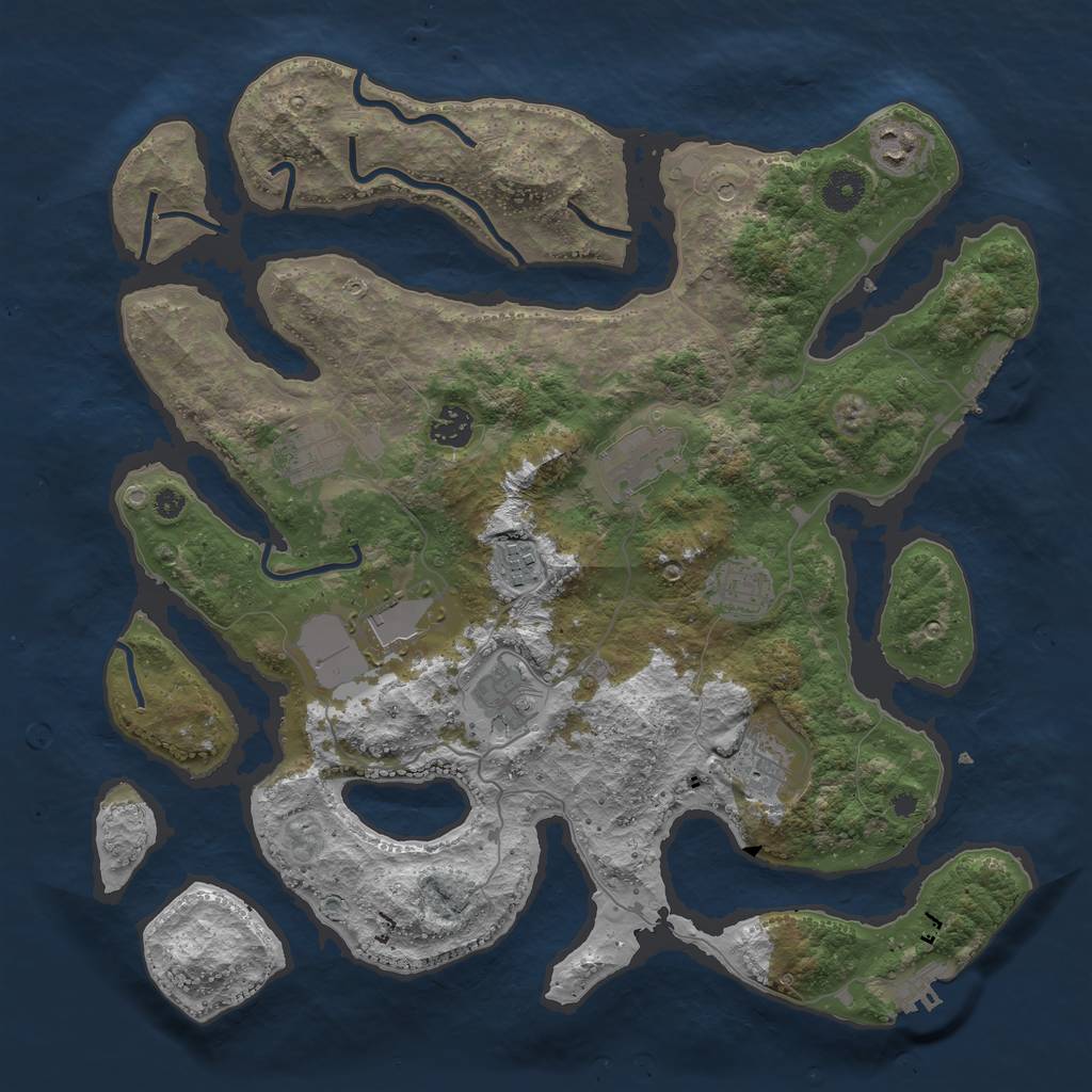 Rust Map: Procedural Map, Size: 3875, Seed: 1880876388, 14 Monuments