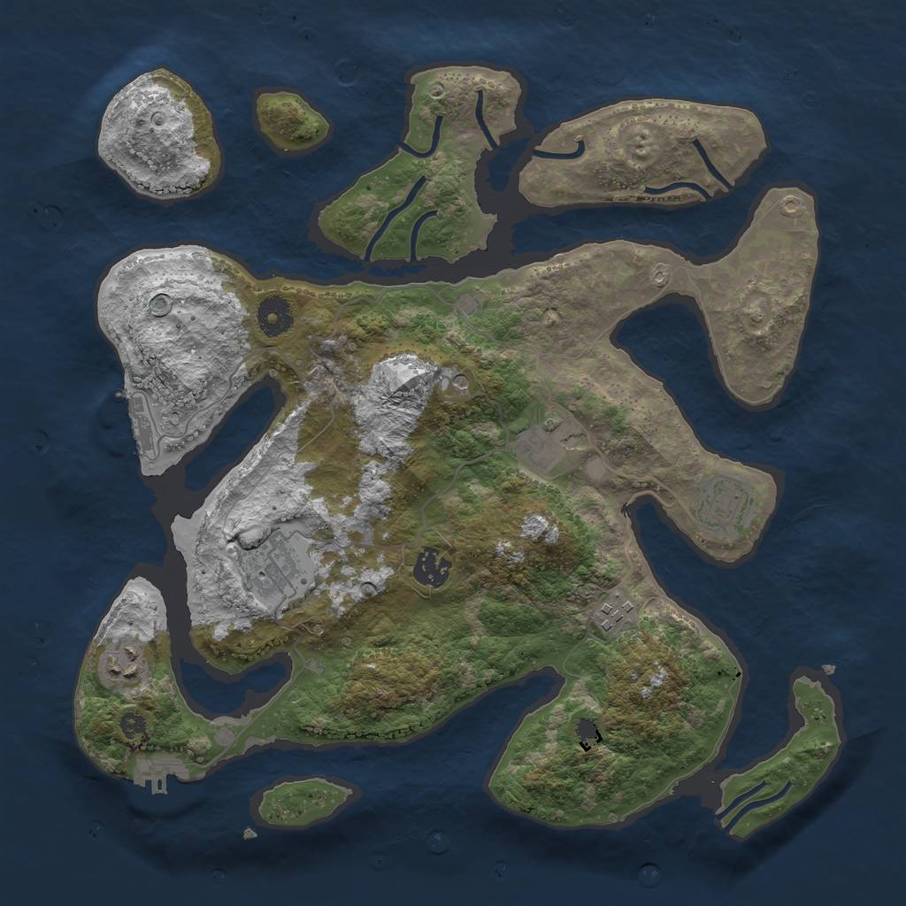 Rust Map: Procedural Map, Size: 3600, Seed: 1803921273, 11 Monuments