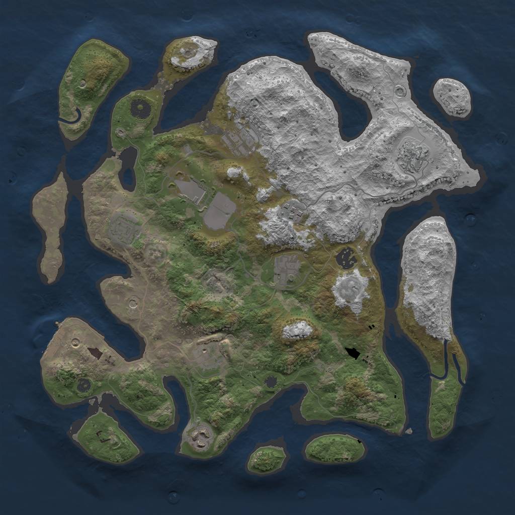 Rust Map: Procedural Map, Size: 3800, Seed: 8520, 13 Monuments