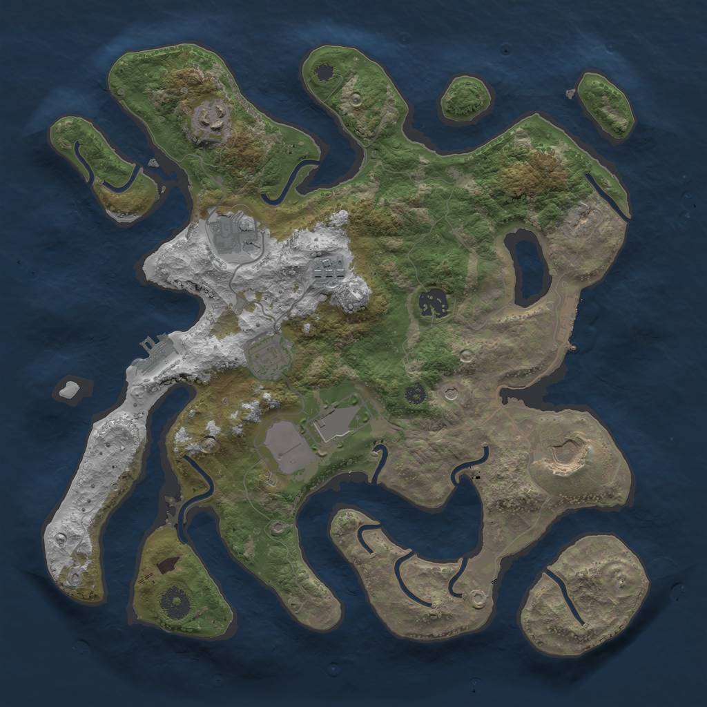 Rust Map: Procedural Map, Size: 3500, Seed: 480544183, 12 Monuments