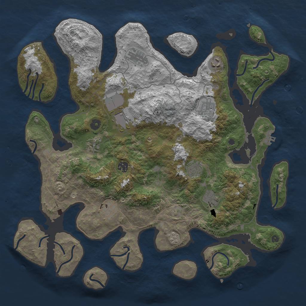 Rust Map: Procedural Map, Size: 4250, Seed: 279606, 14 Monuments