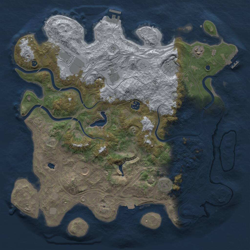 Rust Map: Procedural Map, Size: 4250, Seed: 279606, 14 Monuments