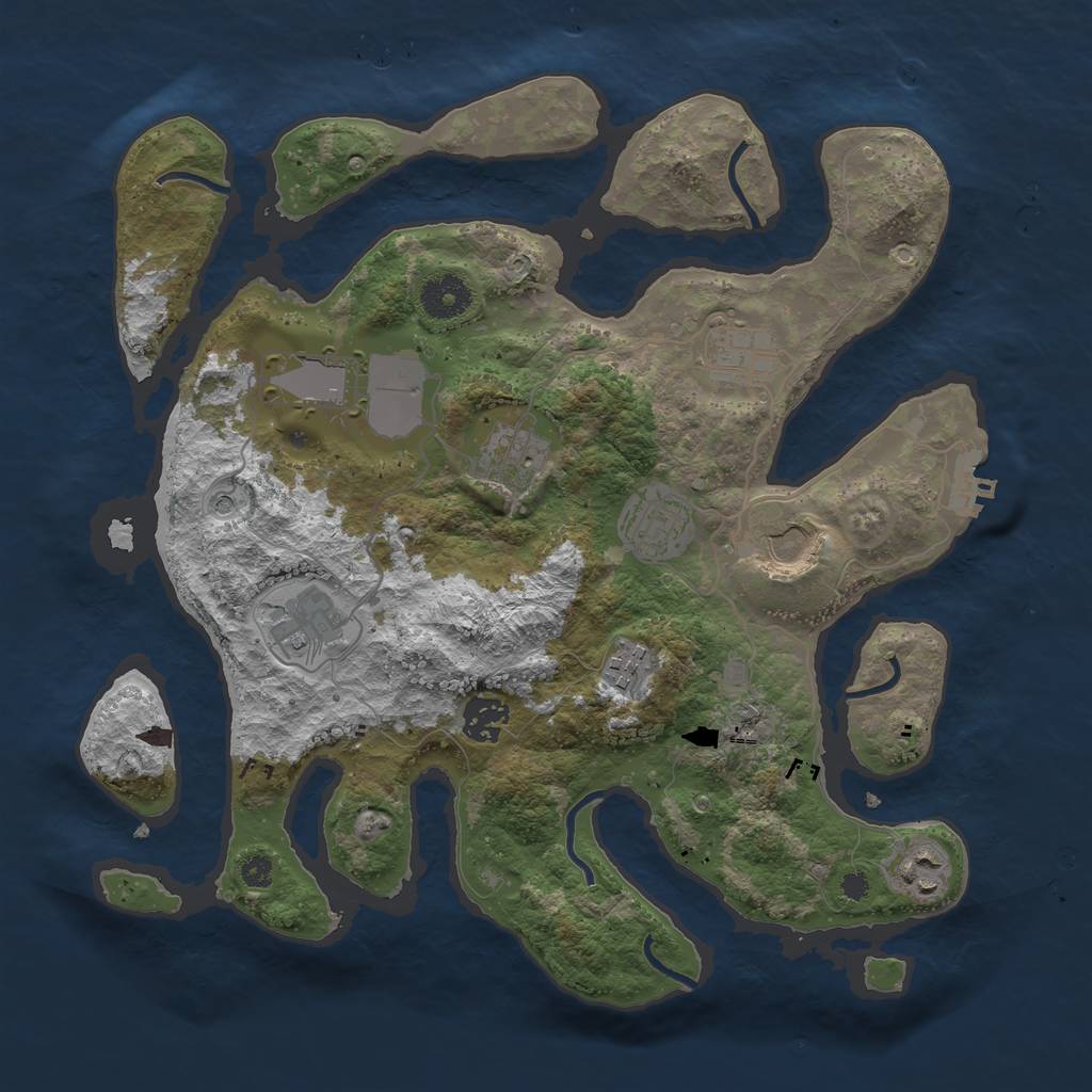 Rust Map: Procedural Map, Size: 3500, Seed: 6115321, 13 Monuments