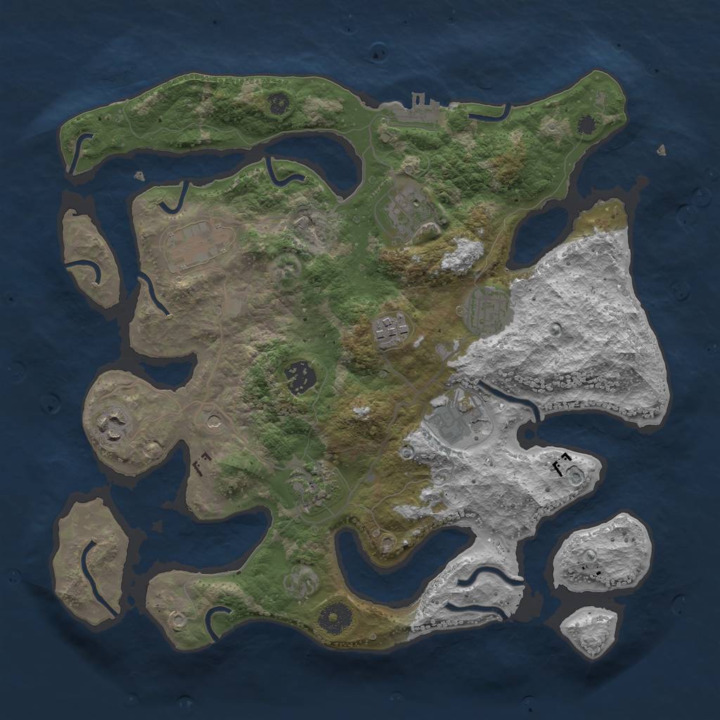 Rust Map: Procedural Map, Size: 3400, Seed: 4206969, 12 Monuments