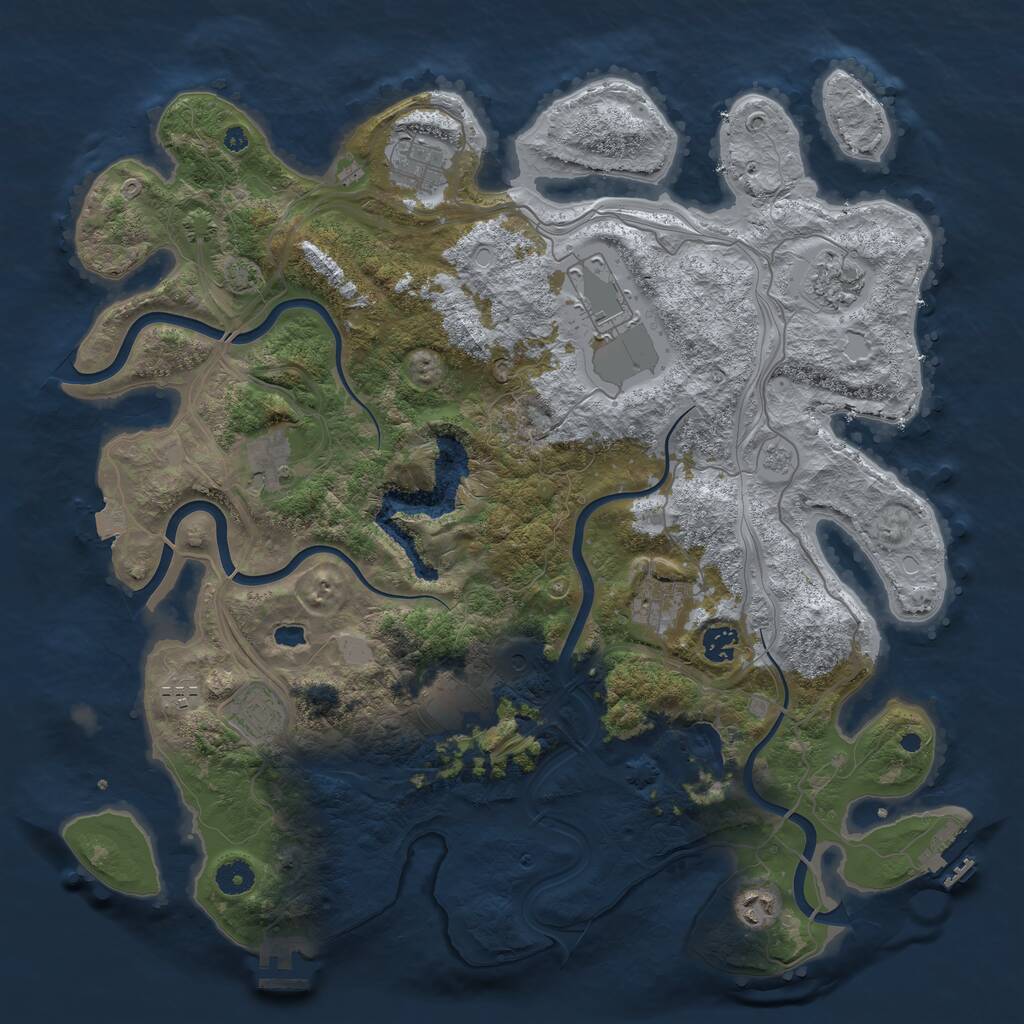 Rust Map: Procedural Map, Size: 4250, Seed: 100757, 16 Monuments