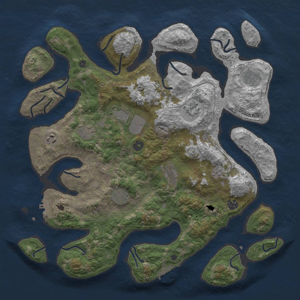 Rust Map: Procedural Map, Size: 4250, Seed: 100757, 14 Monuments