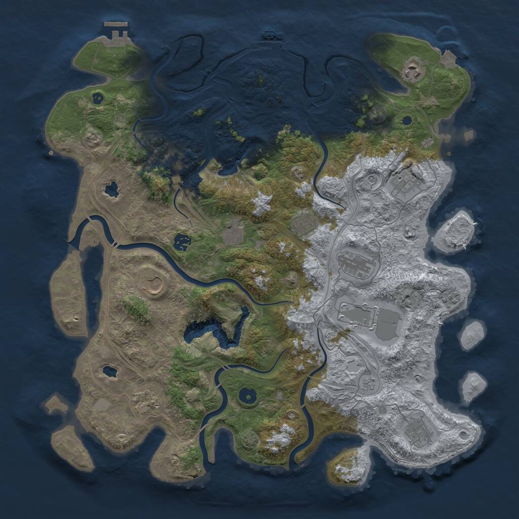 Rust Map: Procedural Map, Size: 4500, Seed: 131300378, 17 Monuments