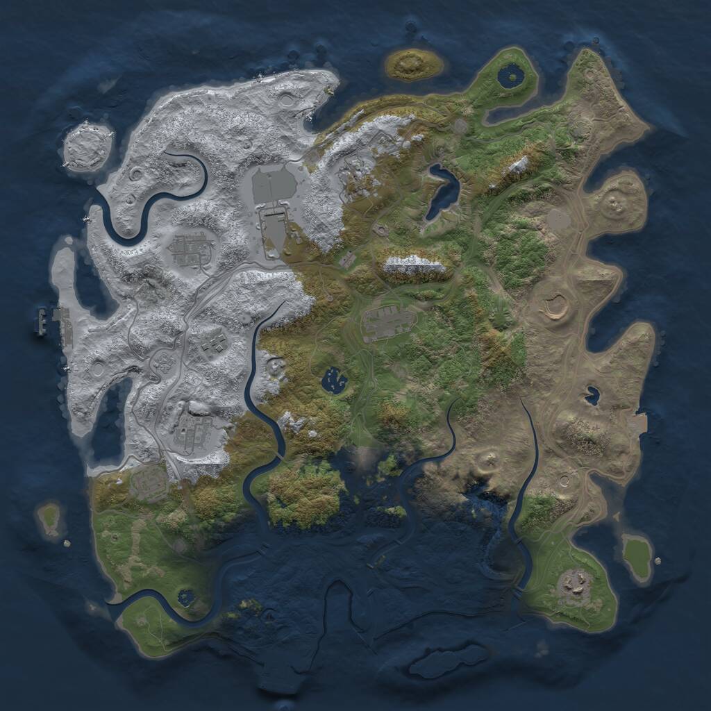Rust Map: Procedural Map, Size: 4250, Seed: 872629, 17 Monuments