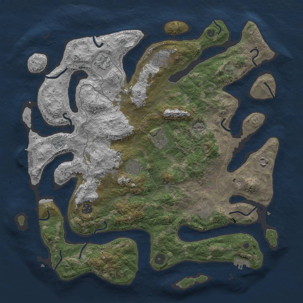 Rust Map: Procedural Map, Size: 4250, Seed: 872629, 13 Monuments